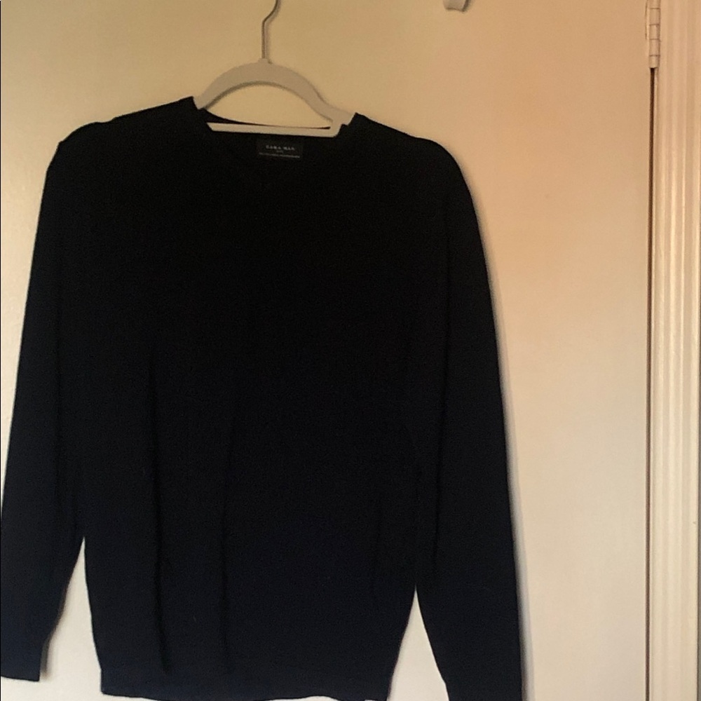 Zara Man Basic Navy Crew Sweater